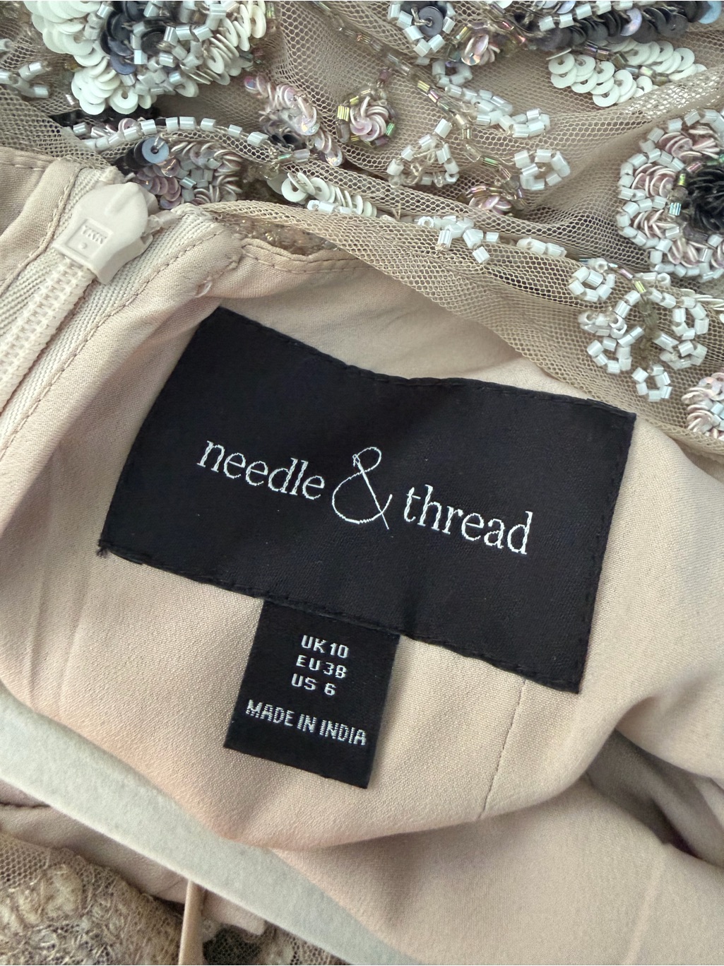 Needle & Thread Nude Tulle Midi Dress — image 4 of 6
